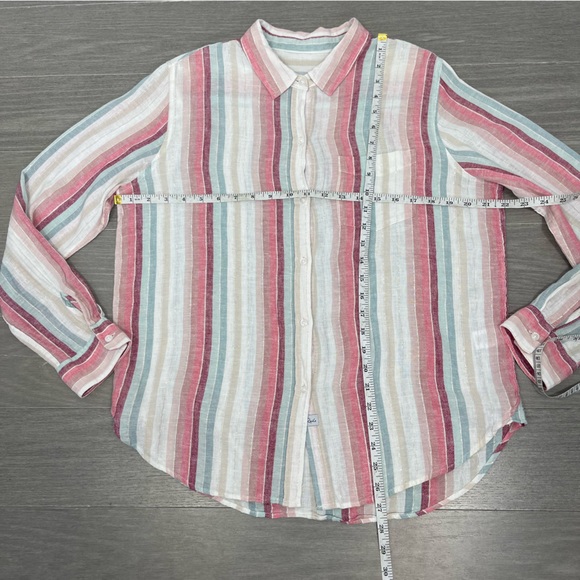 Rails Charli Button Down Top Tropic Metallic Stripe Linen Blouse Top Revolve M - Picture 15 of 16